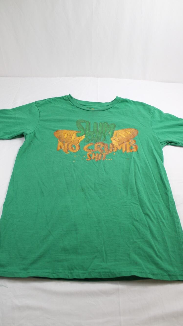 Slum S**t No Crumb S**t Women's L Green Graphic T Shirt Made in Houston Cotton